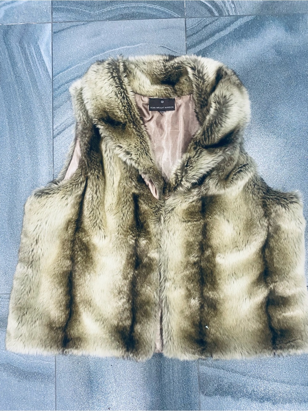 Women’s Fenn Wright Manson Cashmere Faux Fur Vest Beige Brown Size M